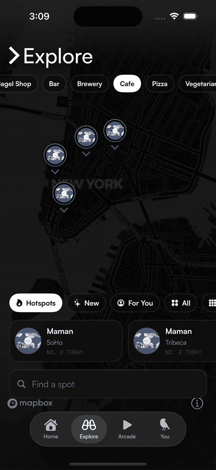 Flytown Explore — a live map of New York's hotspots