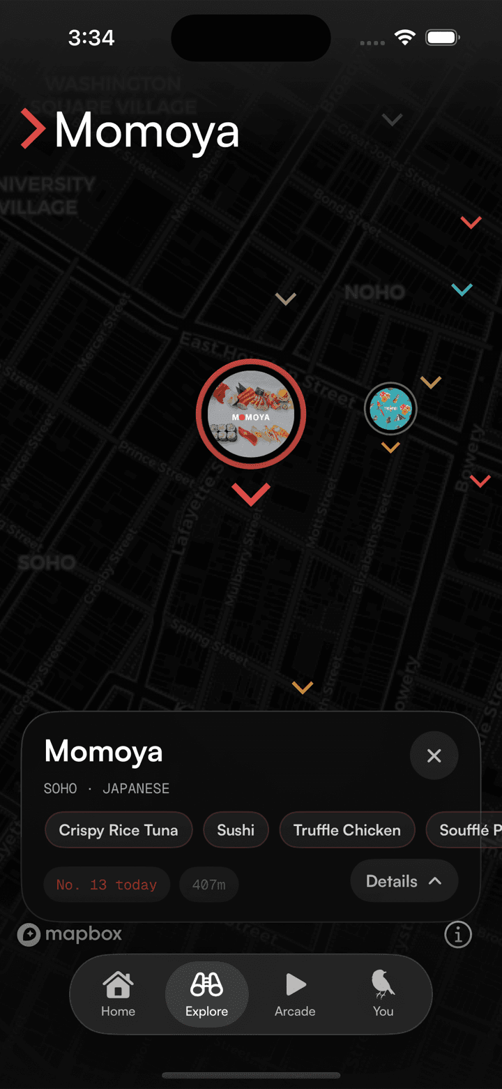 A hotspot selected on the Flytown map